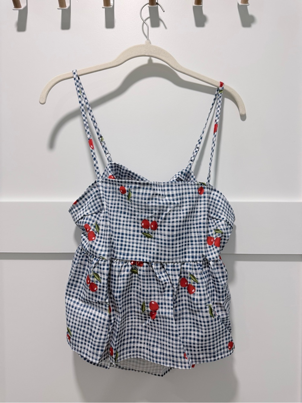 Amazon Blue Gingham Cherry-Print Camisole